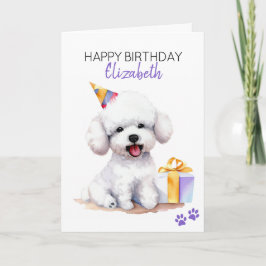 Cartão Bichon Frise Dog Personalizado Feliz Aniversário