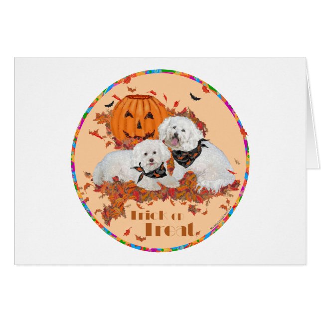 Cartão Bichon Frise Halloween (Frente Horizontal)