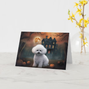 Cartão Bichon Frise Halloween Assustador
