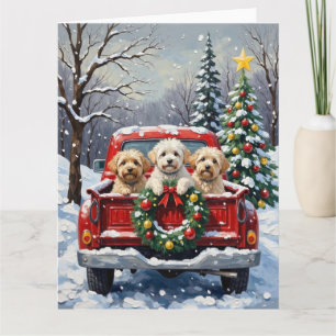 Cartão Bichon Frise Natal Caminhão Vermelho Feriado