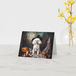 Cartão Bichon Frise Pumpkins Halloween Scary