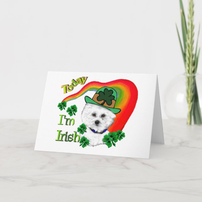 Cartão Bichon Frise St. Patrick's Day (Frente)