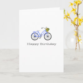 Cartão Bicicleta Azul FELIZ NOVO ANIVERSÁRIO Flower Baske