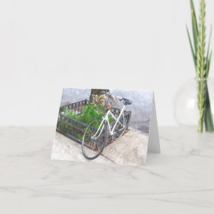 CARTÃO BICICLETA COM BASE DE FLORES NOTECARD