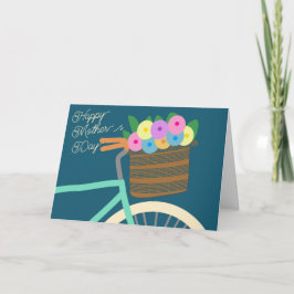 Cartão Bicicleta com Cesto de Dia de as mães de Flores