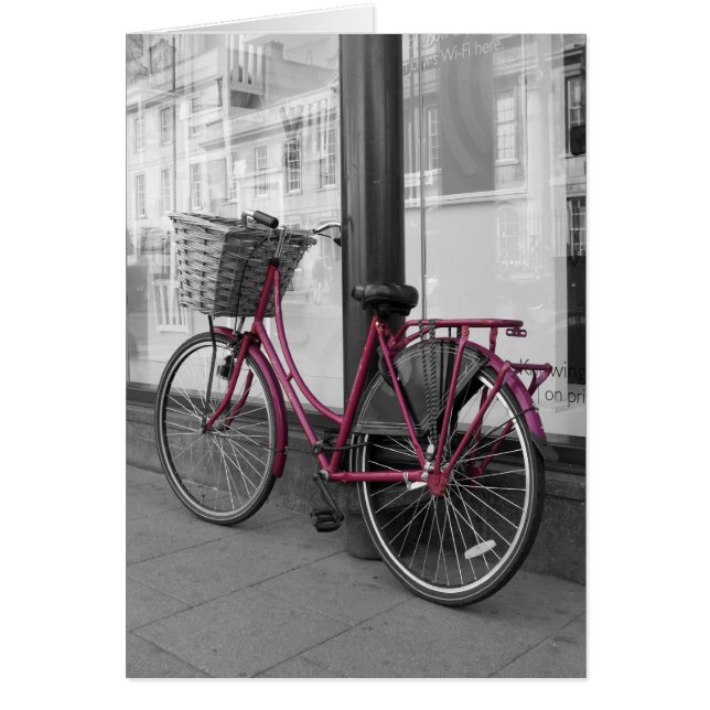 Cartão Bicicleta cor-de-rosa (Frente)
