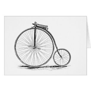 Cartão Bicicleta da Alto-Roda do vintage do Farthing da