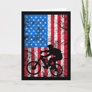 Cartão Bicicleta de Montanha Downhill - Bandeira American