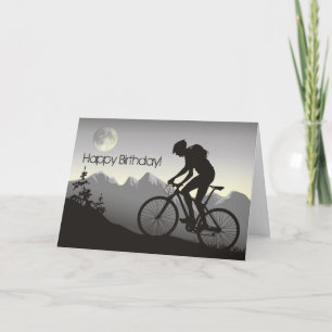 Cartão Bicicleta de Montanha Silhouette e Lua Cheia Anive