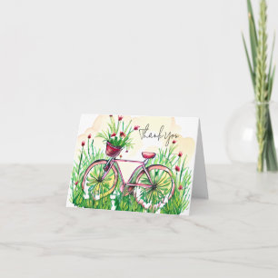 Cartão Bicicleta floral de primavera de aquarelas persona