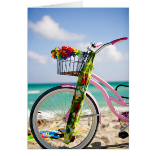 Cartão Bicicleta Na Praia Miami, Flórida
