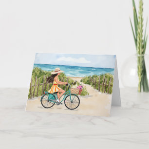 Cartão Bicicleta pela Beach Watercolor Stationery