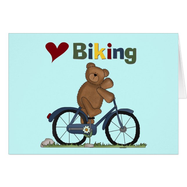 Cartão Bicicleta que azul eu amo Biking o camiseta e os (Frente Horizontal)