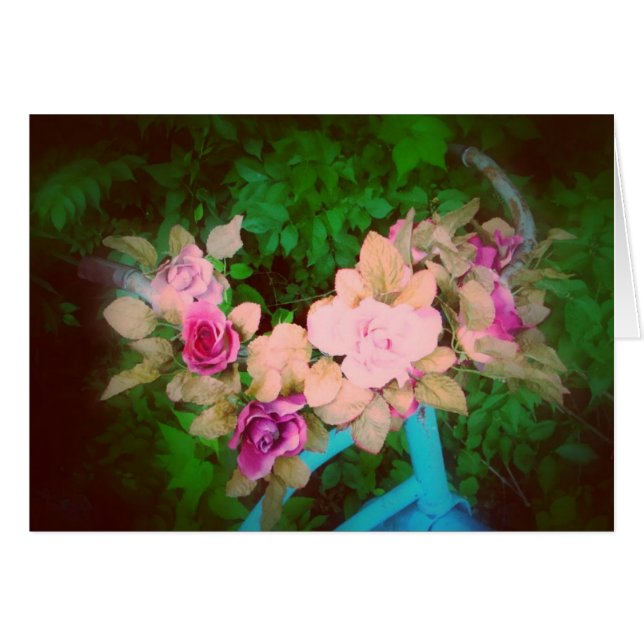 Cartão Bicicleta & rosas do vintage (Frente horizontal)