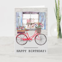 Bicicleta Vermelha com Flower Basket Summer Aniver
