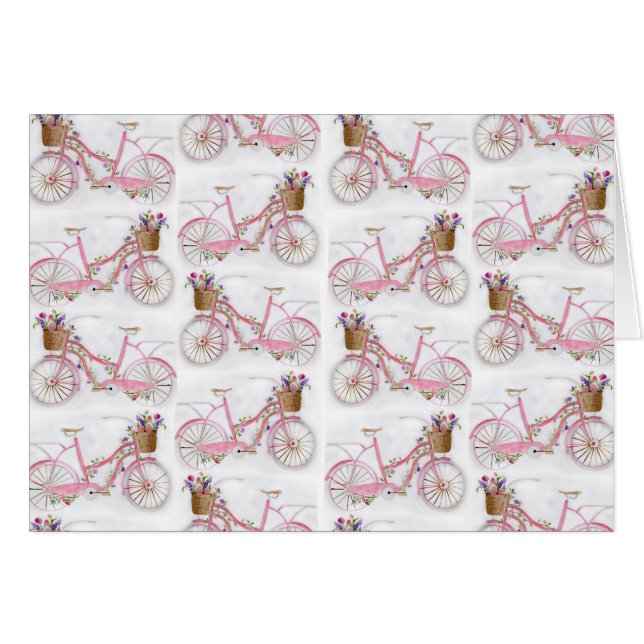 Cartão bicicleta vintada de pintura manual com bonito aqu (Frente horizontal)