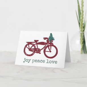 Cartão Bicicleta vintage e design de árvore de Natal