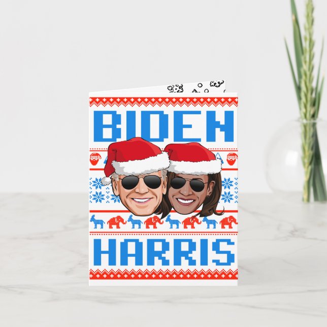 Cartão Biden Harris Blue Christmas (Frente)