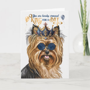 Cartão Biewer Terrier Dog King para o dia feliz aniversár