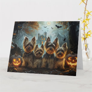 Cartão Biewer Terrier Halloween Night Doggy Delight