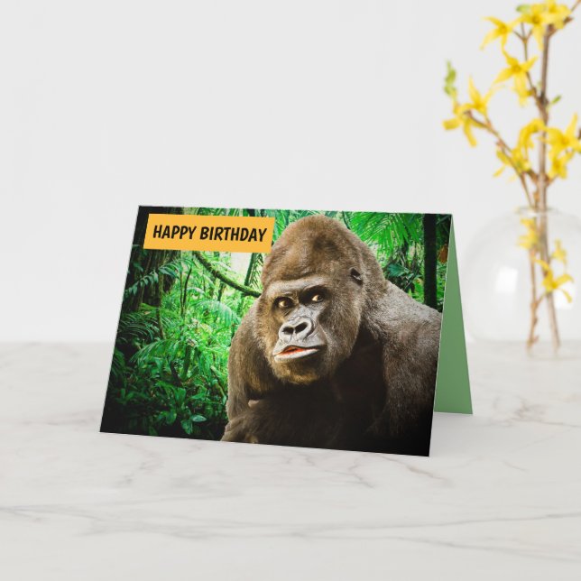 CARTÃO BIG APE FUNNY GORILLA BIRTHDAY CARD FOR HIM (Flor Amarela)