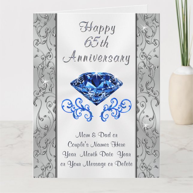 Cartão Big Beautiful 65th Wedding Anniversary Cards (Frente)