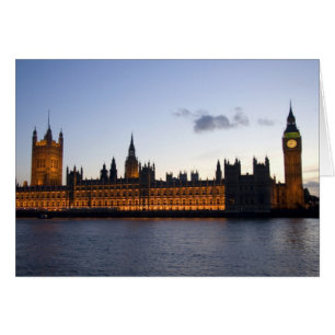 Cartão Big Ben e as Casas do Parlamento na cidade