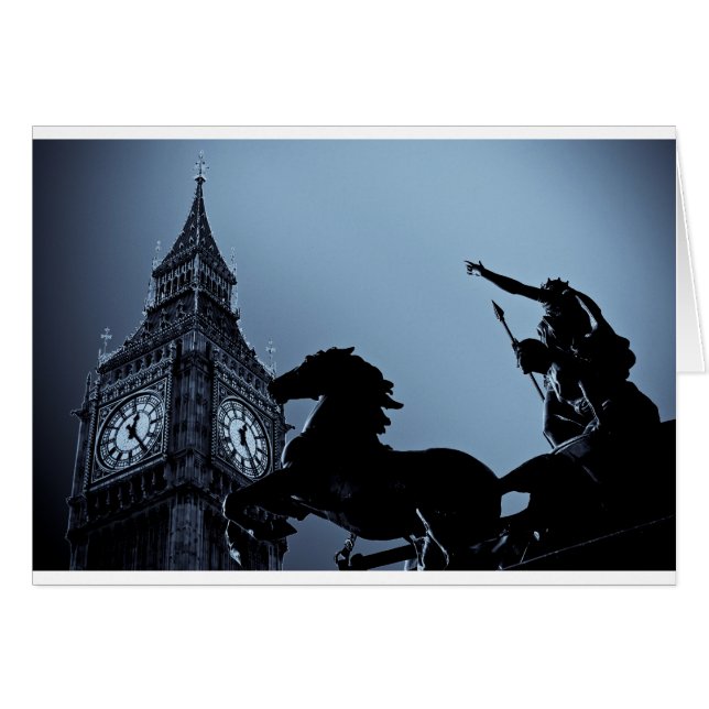 Cartão Big Ben e estátua de Boudica (Frente Horizontal)