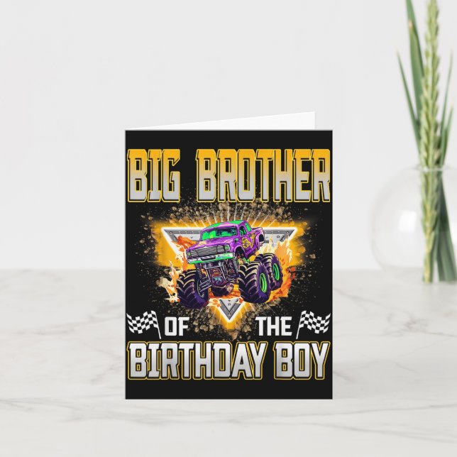 Cartão Big Brother Of The Birthday Boy Monster Truck Birt (Frente)