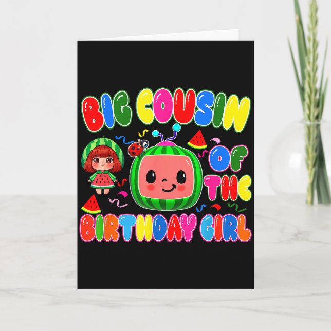 Cartão Big Cousin Of The Birthday Girl Melon Family Match (Frente)