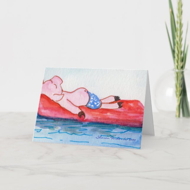 Cartão Big Daddy Pig Floating on Raft Card (Frente)