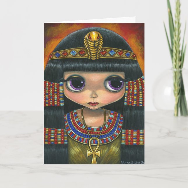 Cartão Big Eye Cleopatra with Snake Headpiece and Ankh (Frente)