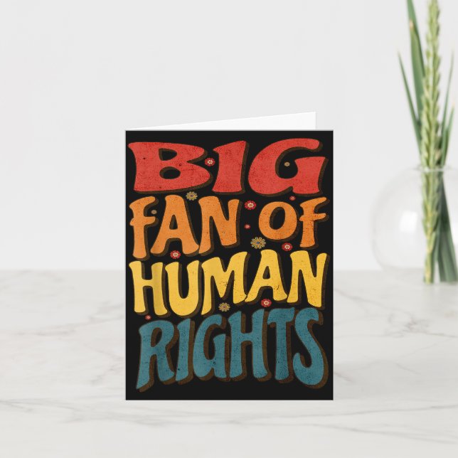 Cartão Big Fan Of Human Rights Retro Style For Womens  (Frente)