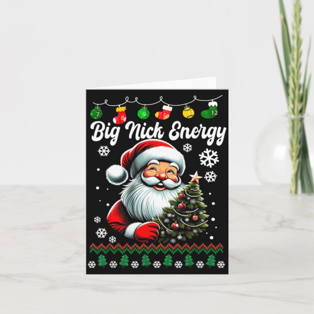 Cartão Big Nick Energy Santa Xmas Ugly Christmas Sweater  (Frente)