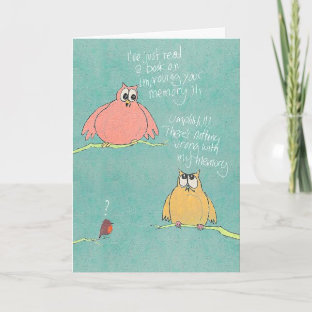 Cartão Big Owl and Little Owl Birthday Card (Frente)
