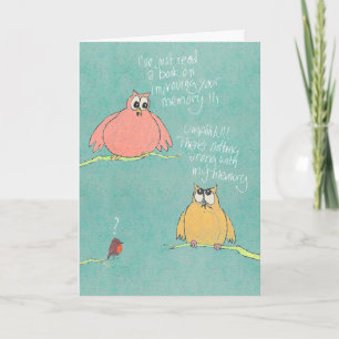 Cartão Big Owl and Little Owl Birthday Card