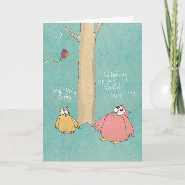 Cartão Big Owl and Little Owl Birthday Card (Frente)