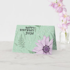 Cartão Big Pink Daisy Green Aniversário Feliz