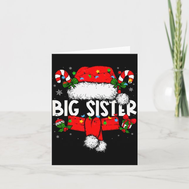 Cartão Big Sister Christmas Pajama Santa Claus Family Mat (Frente)