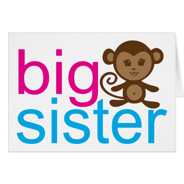 Cartão Big Sister Monkey (Frente Horizontal)
