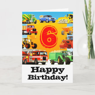 Cartão Big Trucks 6th Birthday Party