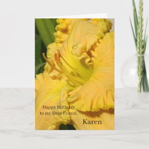 Cartão Big Yellow Ruffled Daylily Flower