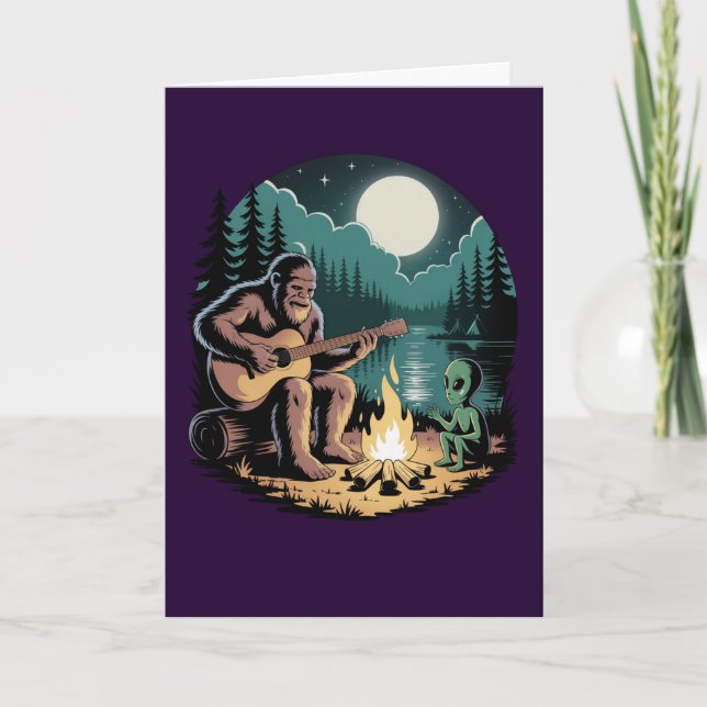 Cartão Bigfoot Alien UFO Cryptid Encounter Paranormal  (Frente)