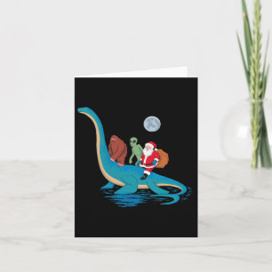 Cartão Bigfoot Alienígena Santa Claus Andando Dinossaur C