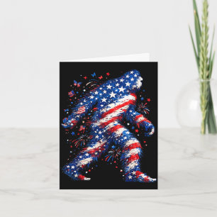 Cartão Bigfoot bandeira americana sasquatch patriótico en