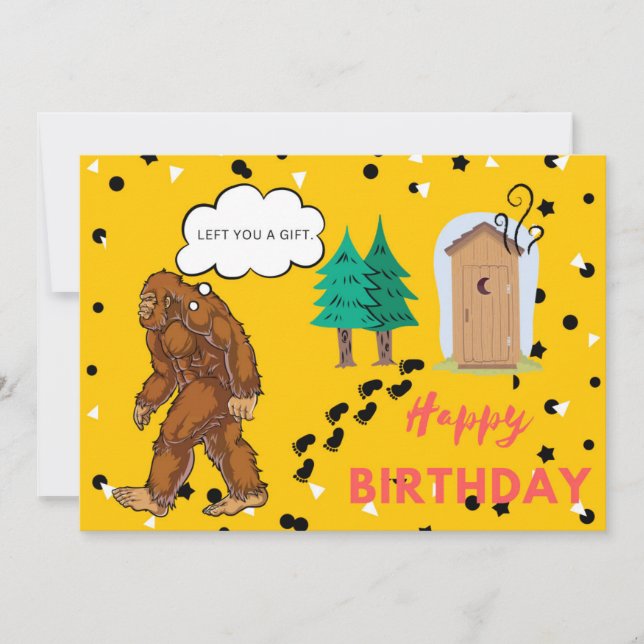 Cartão Bigfoot Birthday Engraçado Gag Flat Greeting Card (Frente)