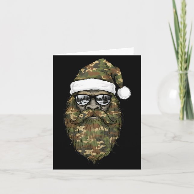 Cartão Bigfoot Face Sungles Santa Christmas Camo Xmas Sas (Frente)