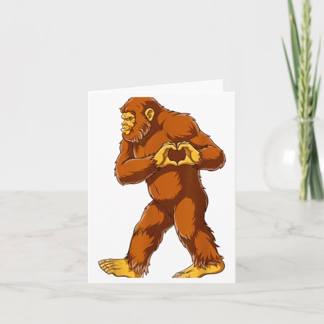 Cartão Bigfoot Heart Hands Funny Sasquatch Lover Valentin (Frente)