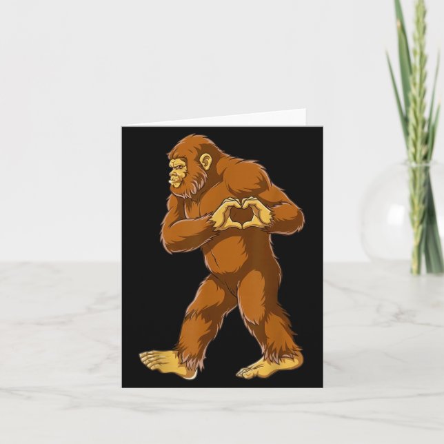 Cartão Bigfoot Heart Hands Funny Sasquatch Lover Valentin (Frente)