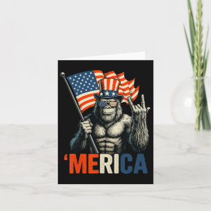 Cartão Bigfoot Rock and Roll America American Flag 4th